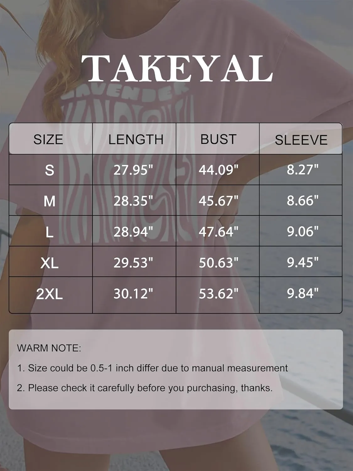 TAKEYAL Womens Oversized T-Shirts Half Sleeve Graphic Tees Letter Print Shirt Summer Vintage Casual Tunic Tops