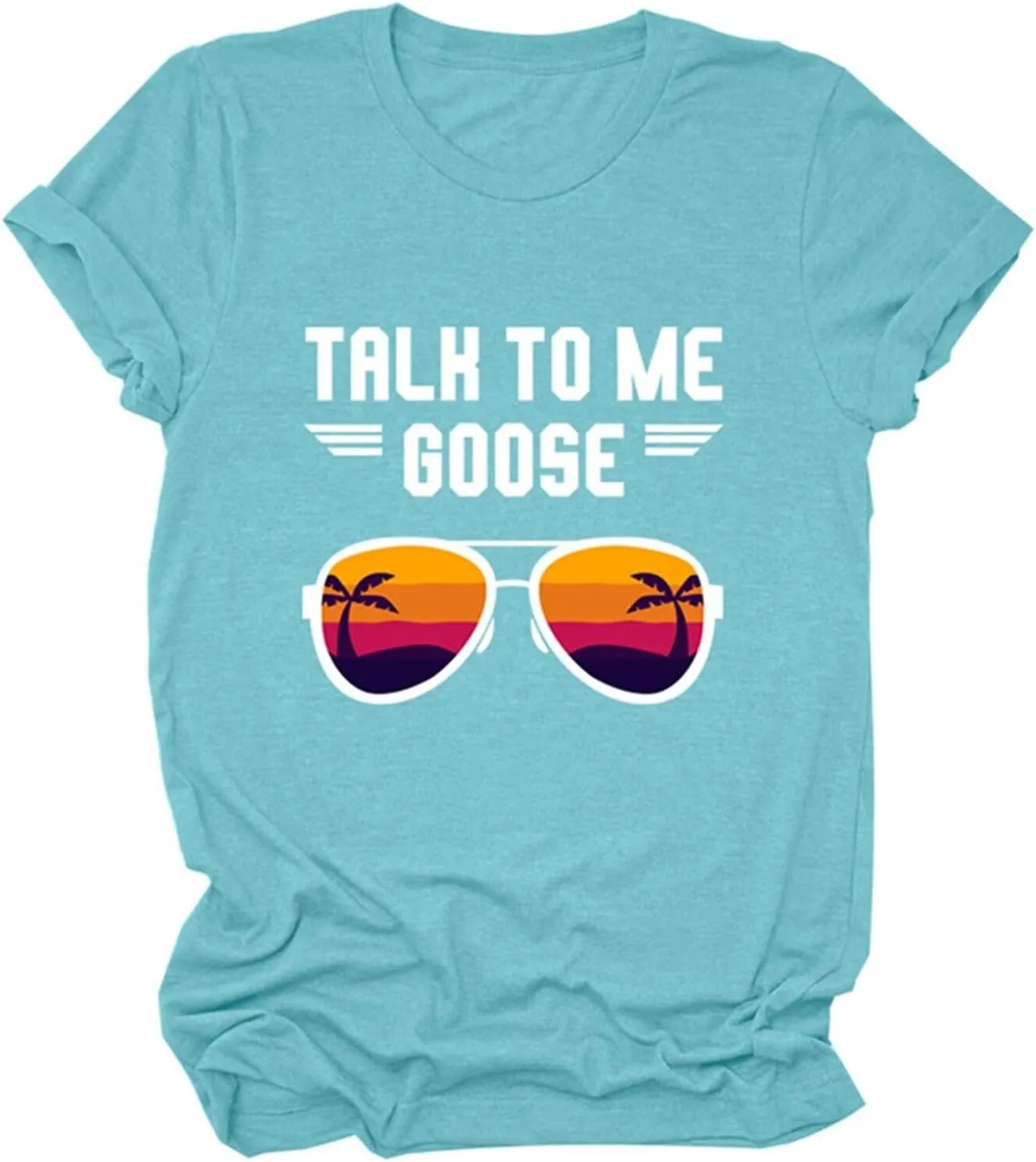 Talk to Me Goose Women T-Shirts Glasses Graphic Tees Funny Sayings Pullovers Casual Tops