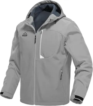 TBMPOY Men's Hooded Softshell Jacket Waterproof Windproof Ski Hiking Outerwear Fleece Lined Winter Coat