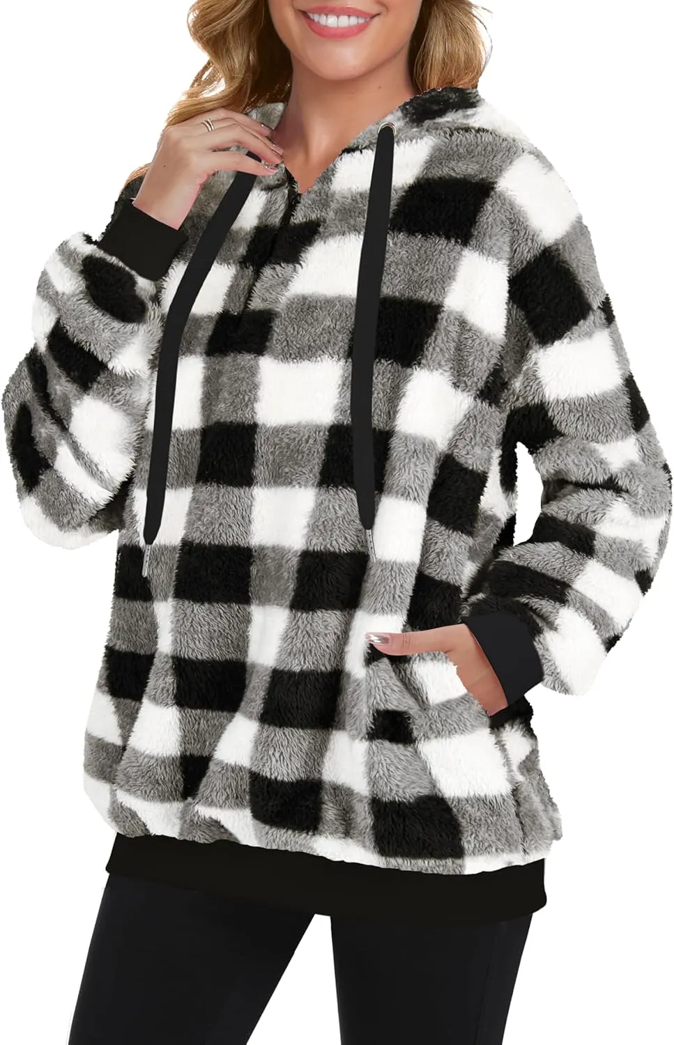 TBONTB Hoodies for Women Fuzzy Oversized Sweatshirt Zip Up Fleece Pullover Fluffy Sherpa with Pockets