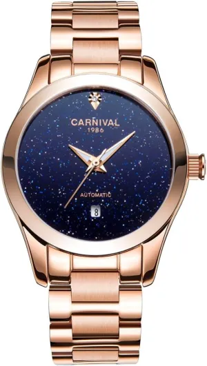 TEINTOP Carnival Women's Automatic Mechanical Watch Sparkling Stars Blue Sky Dial (Calendar)