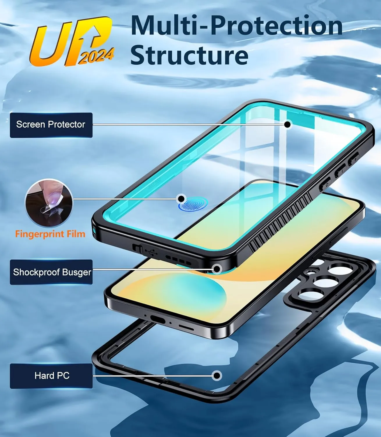 Temdan for Samsung Galaxy S24 FE Case Waterproof, [Military-Grade Drop Protection] [IP68 Underwater] Full Body Heavy Duty Rugged Shock-Proof Case for S24 FE 6.7''-Teal