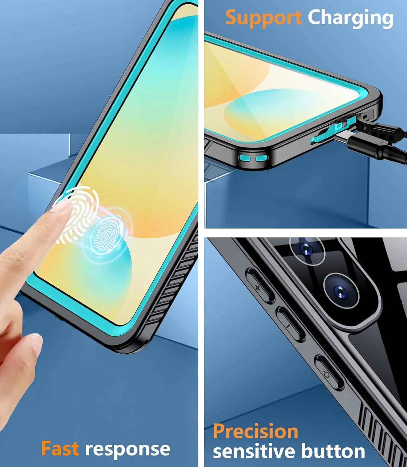 Temdan for Samsung Galaxy S24 FE Case Waterproof, [Military-Grade Drop Protection] [IP68 Underwater] Full Body Heavy Duty Rugged Shock-Proof Case for S24 FE 6.7''-Teal