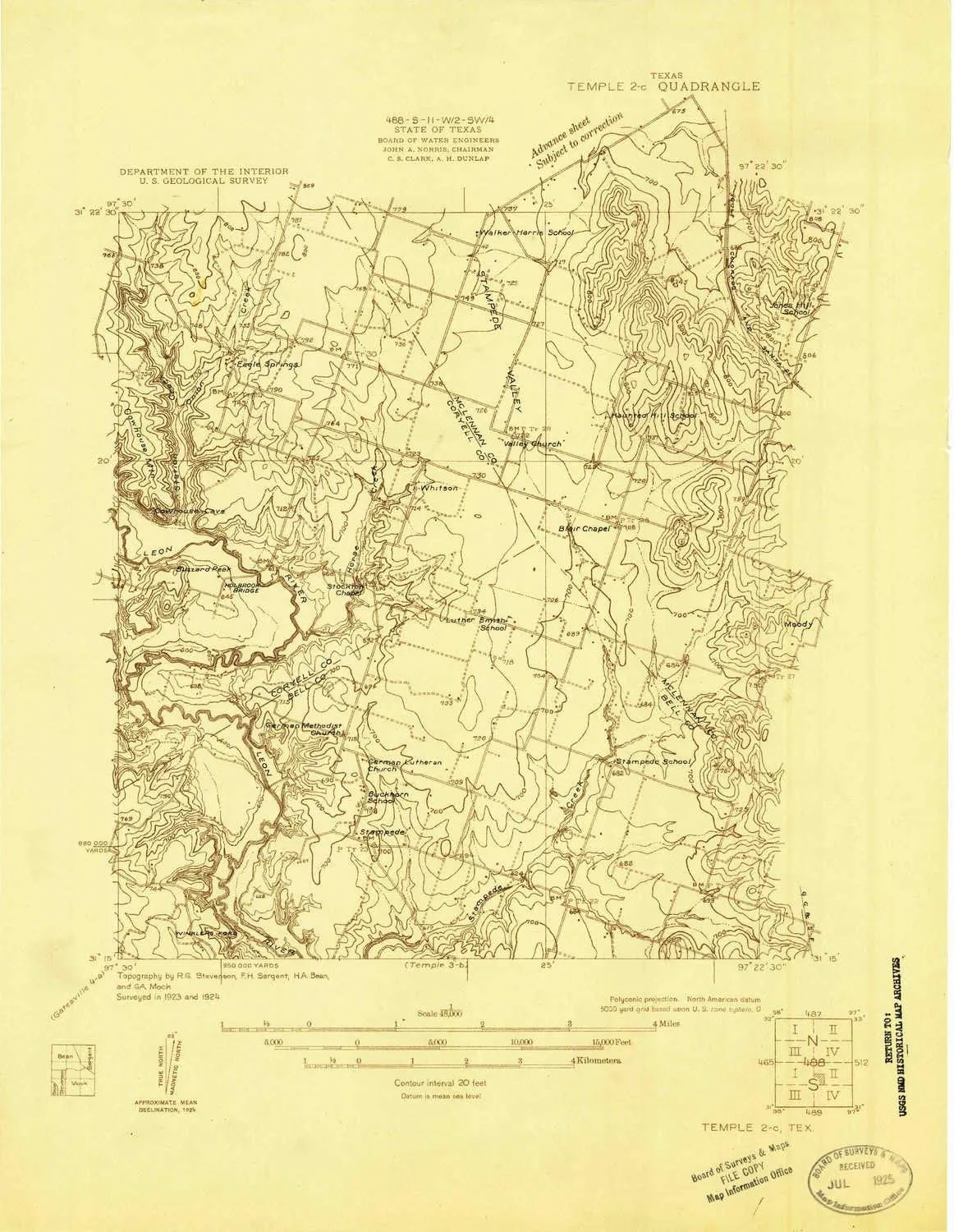 Temple 2 C TX topo map, 1:48000 Scale, 7.5 X 7.5 Minute, Historical, 1924, 18.8 x 14.5 in