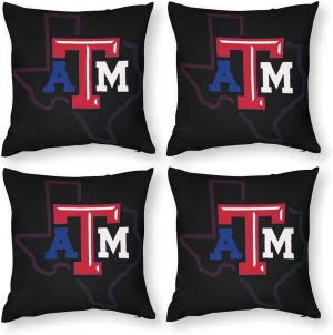 Texas ATM Map Throw Pillow Covers Set of 4 Cushion Case Decorative Square Pillowcase for Couch Living Room Sofa Car