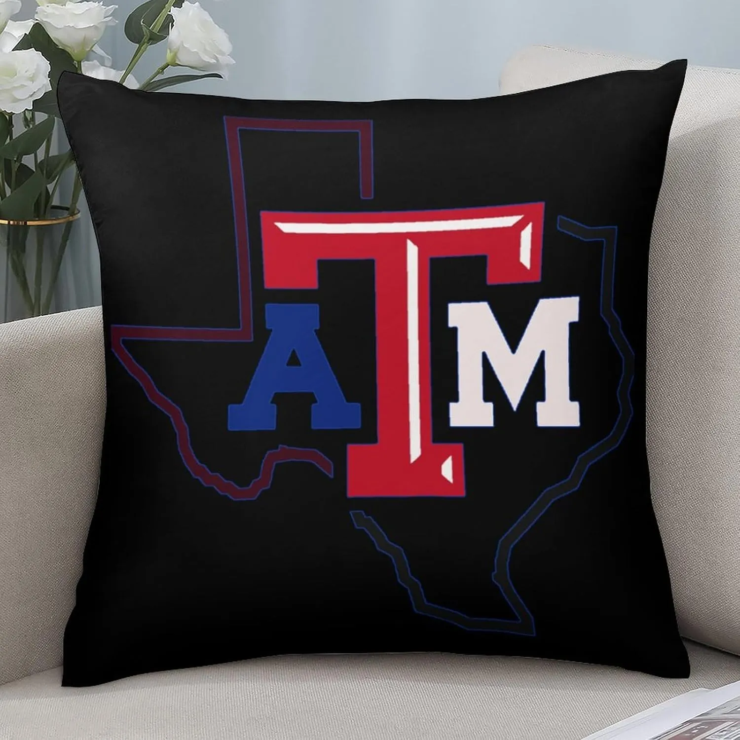 Texas ATM Map Throw Pillow Covers Set of 4 Cushion Case Decorative Square Pillowcase for Couch Living Room Sofa Car
