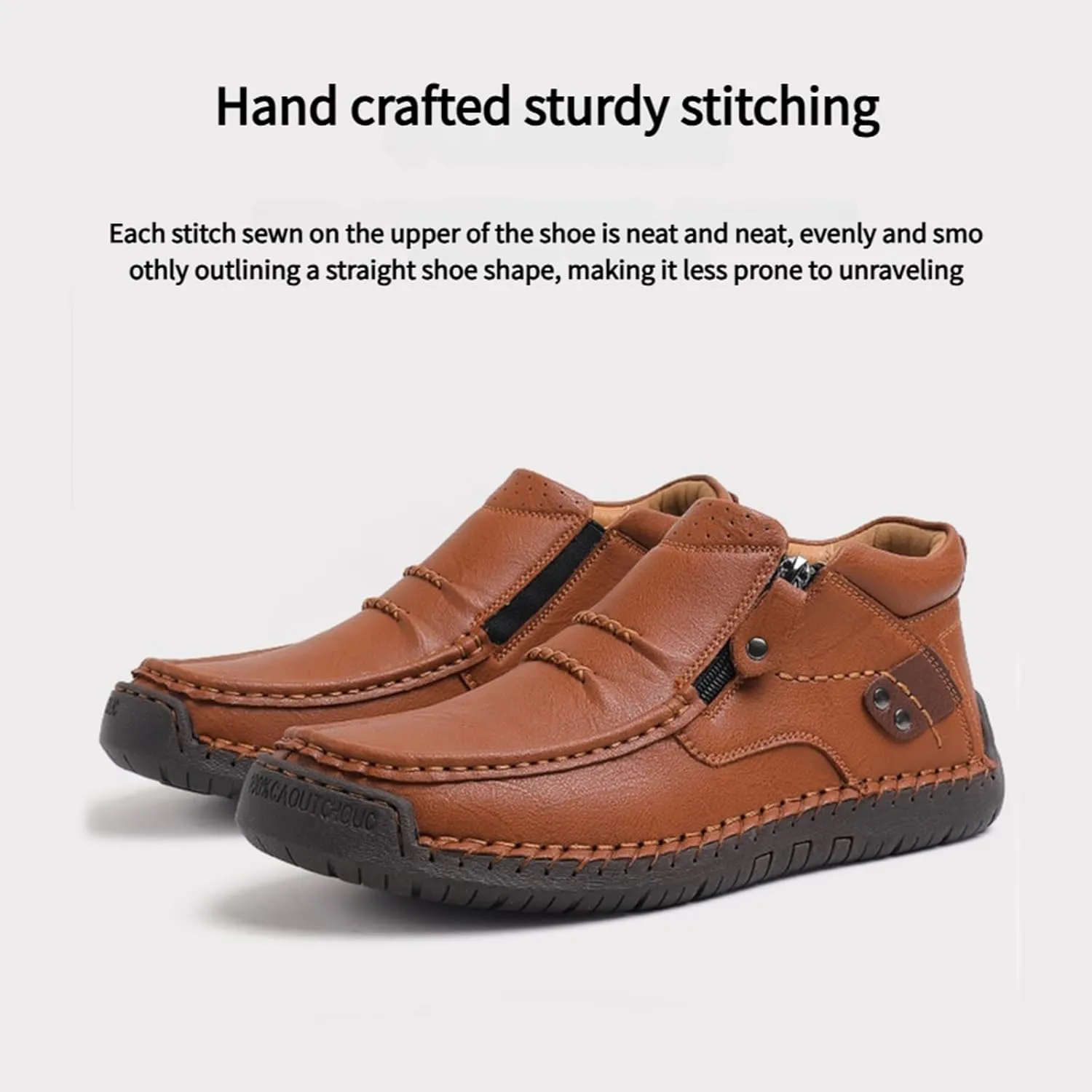 The First Young Shoes Men, Thefirstyoung Mens Slip Ons Boots, Men’s Handmade Premium Leather Slip-On Driving Boots