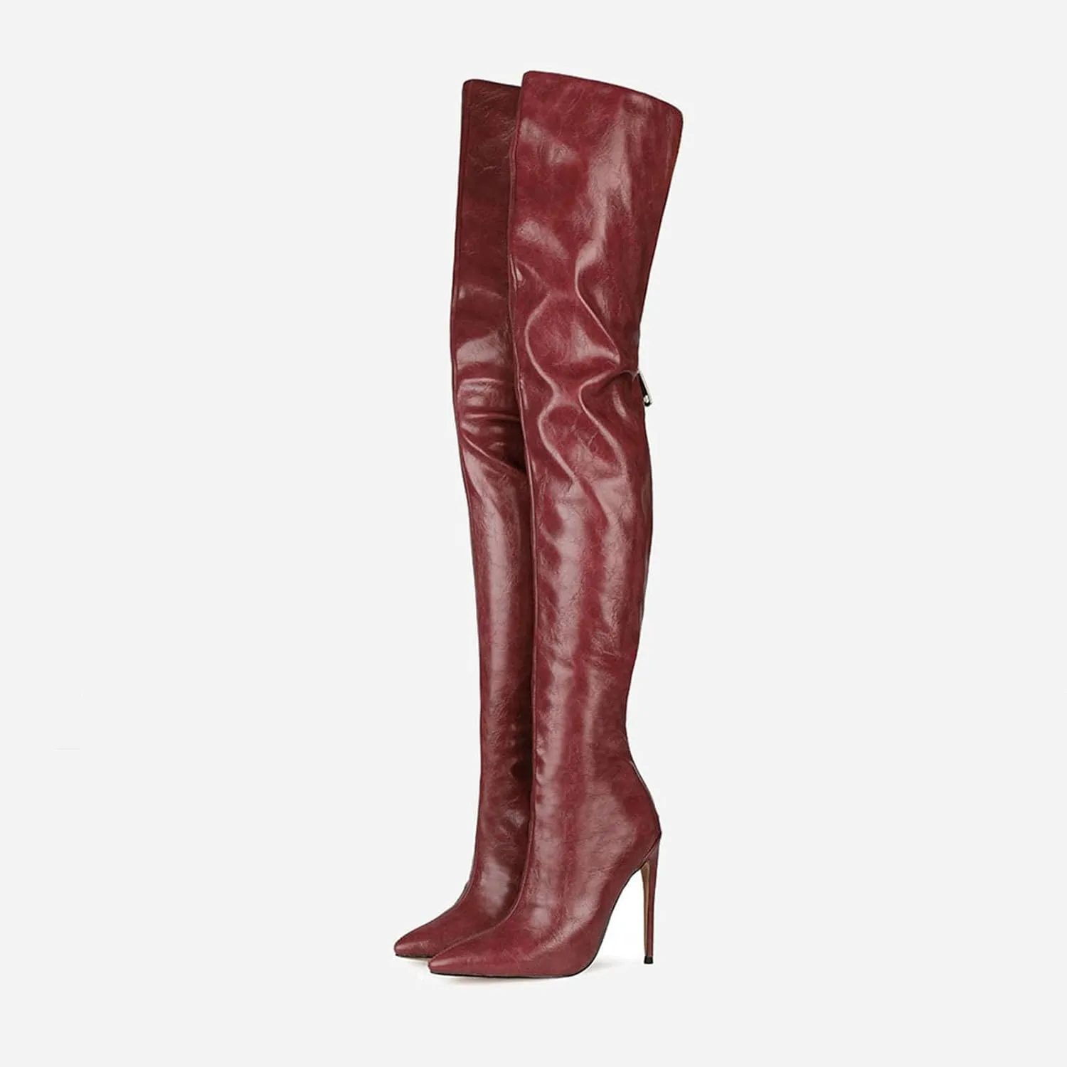 Thigh high boots for women striped Back zipper Burgundy Zebra Print Over the knee Sexy gold white pointed toe Cow Print leopard Magenta stiletto heel