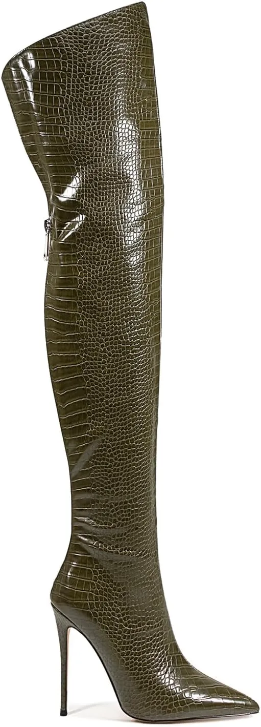 Thigh high boots for women striped Back zipper Burgundy Zebra Print Over the knee Sexy gold white pointed toe Cow Print leopard Magenta stiletto heel