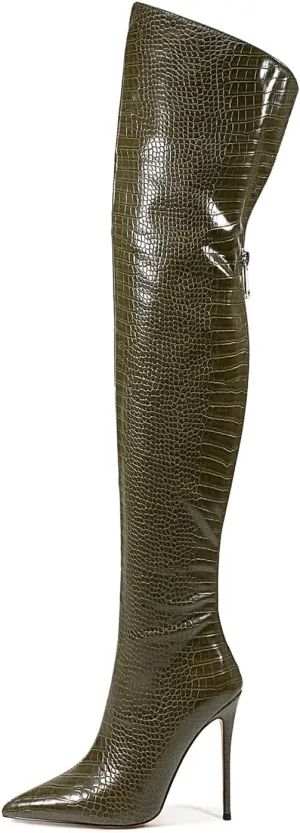 Thigh high boots for women striped Back zipper Burgundy Zebra Print Over the knee Sexy gold white pointed toe Cow Print leopard Magenta stiletto heel
