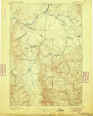 Three Forks MT topo map, 1:250000 Scale, 1 X 1 Degree, Historical, 1895, Updated 1906, 19.9 x 15.9 in