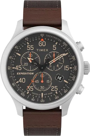 Timex Expedition Field Chronograph 43mm Men’s Analog Watch | INDIGLO Backlight | Durable Comfortable Adjustable Strap | Rugged Outdoor Watch | 100M Water Resistance