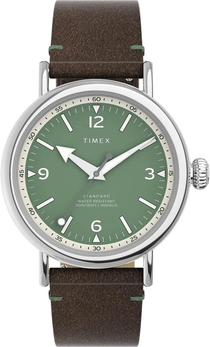 Timex Standard 3-Hand 40mm Men’s Analog Watch | INDIGLO Backlight and Luminous Hands | Adjustable and Durable Strap | 50M Water Resistance