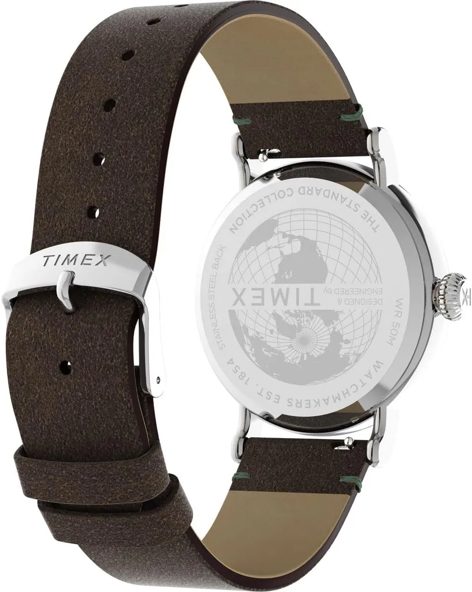 Timex Standard 3-Hand 40mm Men’s Analog Watch | INDIGLO Backlight and Luminous Hands | Adjustable and Durable Strap | 50M Water Resistance