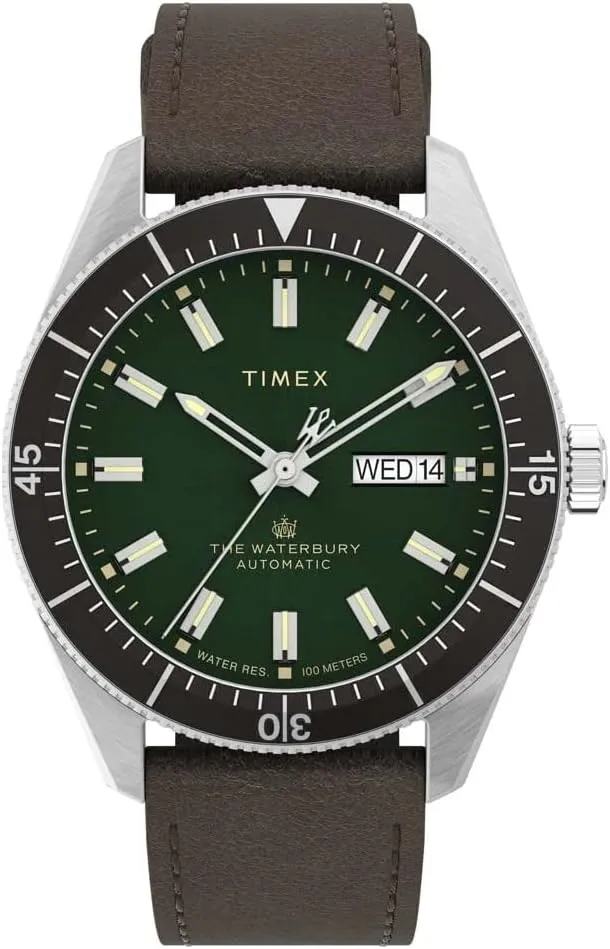 Timex Waterbury 39mm Men’s Analog Watch | Durable Stainless Steel Case | Day and Date Window | Durable Design | 100M Water Resistance