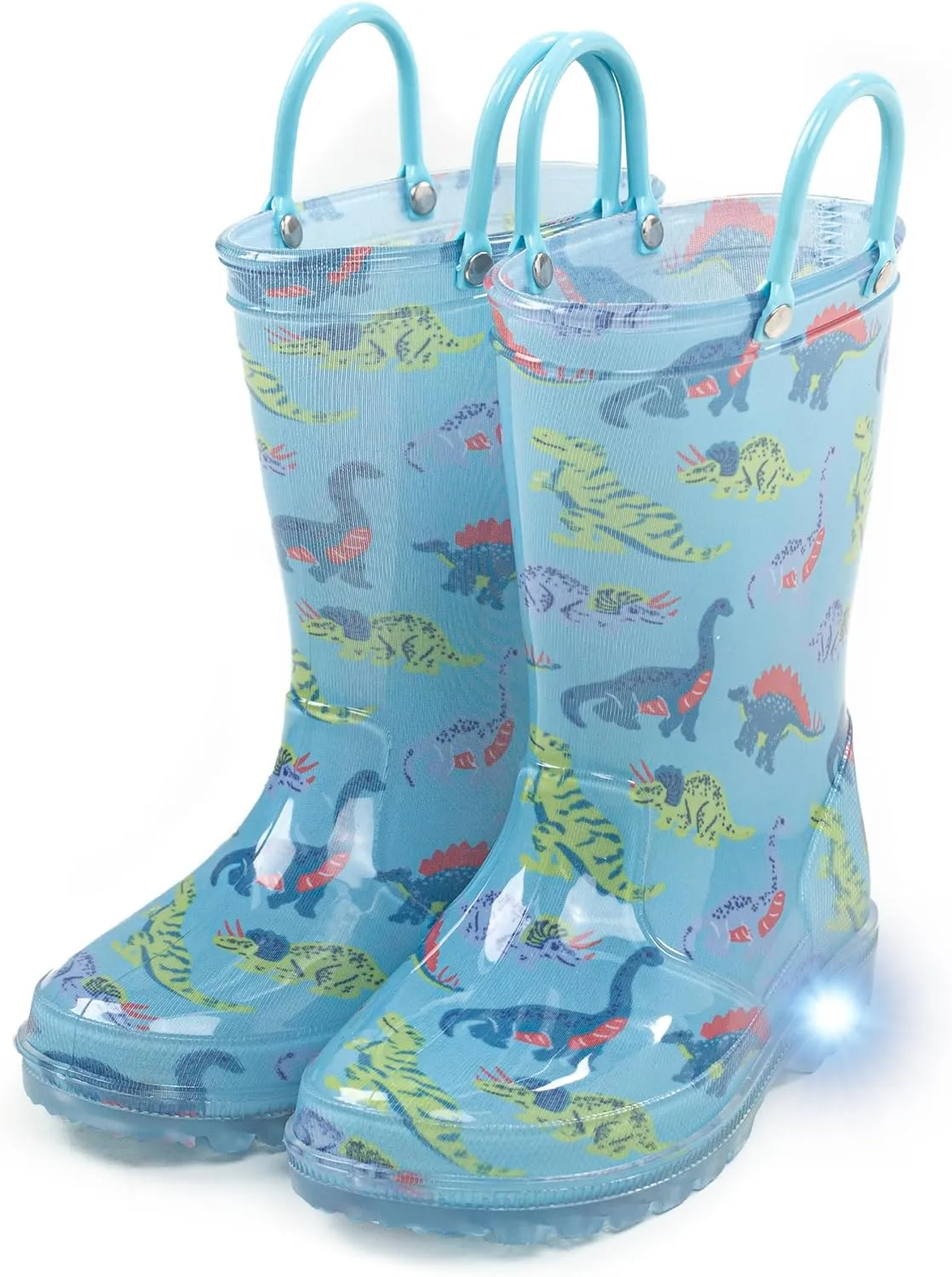 Toddler Light Up Rain Boots for Girls Boys Waterproof Rain Boots with Handles Outdoors Kid Rain Boots