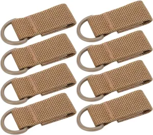 Topyond 8pcs Khaki Outdoor Nylon Webbing Buckle Set - Backpack Key Hook, D Circle Hanging Belt, and Chain - Ideal for Camping, Hiking, and Everyday Outdoor Activities