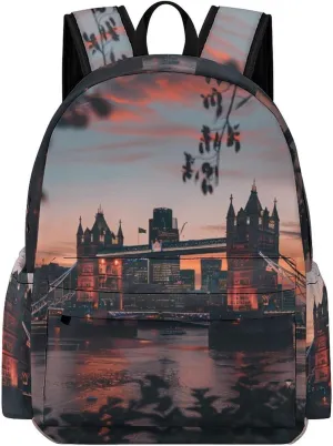 Tower Bridge The Sunset London England UK Travel Backpack 16.5 Inch Lightweight Laptop Bag Daypack for Men Women