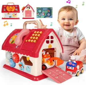 Toys for 1  Year Old Girl, 8 in 1 Montessori Toys for 1 Year Old, Multi-Functional House Early Educational Learning Toy for Toddlers 1-3 with Music/Lights/Sound/Clock/Car and Map/Telephone