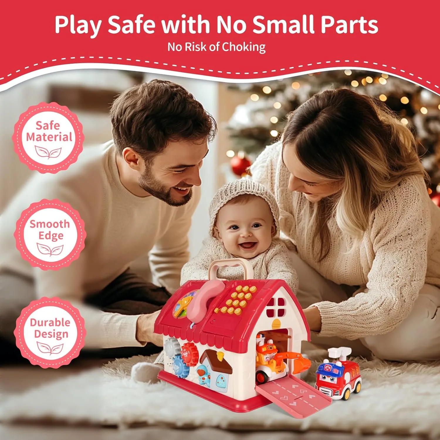 Toys for 1  Year Old Girl, 8 in 1 Montessori Toys for 1 Year Old, Multi-Functional House Early Educational Learning Toy for Toddlers 1-3 with Music/Lights/Sound/Clock/Car and Map/Telephone