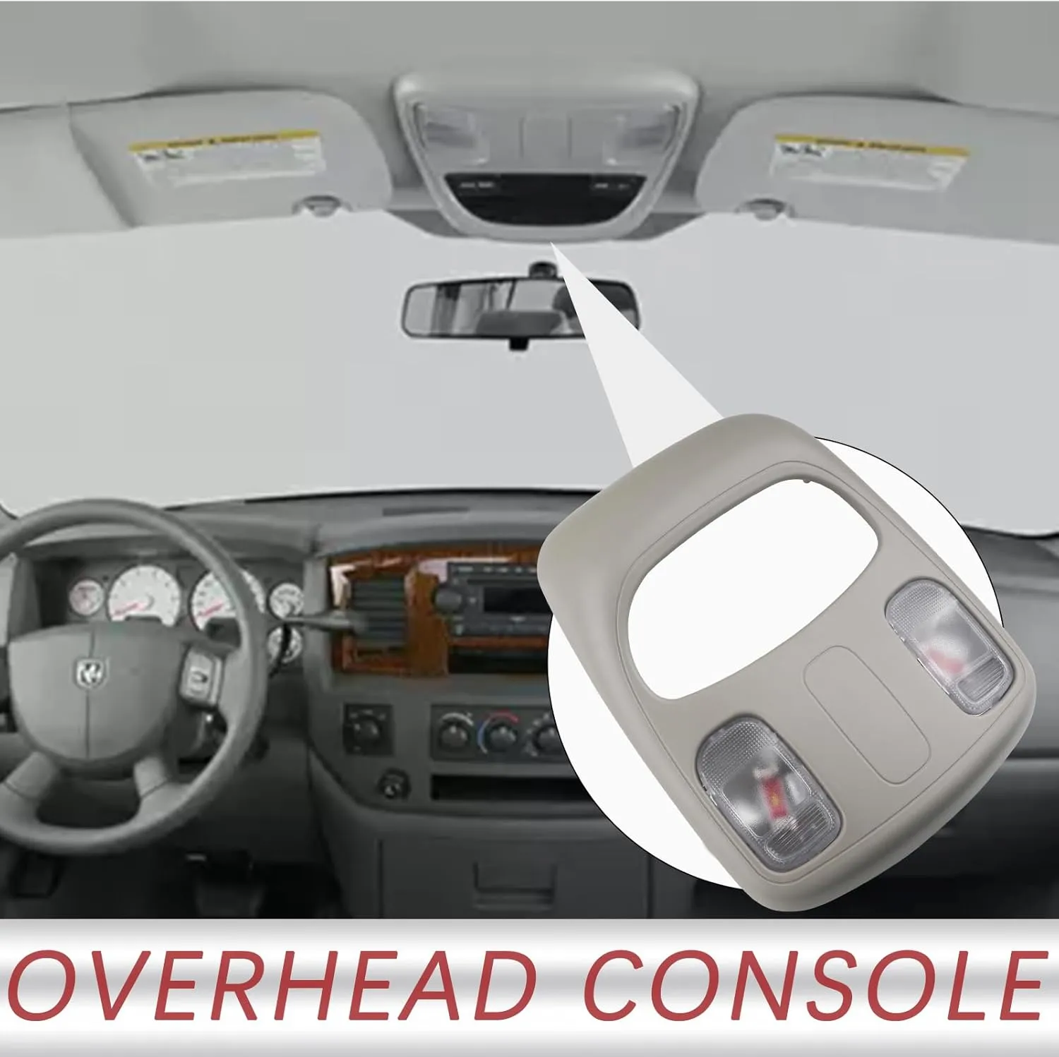 TQPONLY Upgraded Dome Map LED Reading Light Lamp Overhead Console Compatible with Dodge Ram 1500 2500 3500 4500 5500 Replaces 1DK78BD1AA
