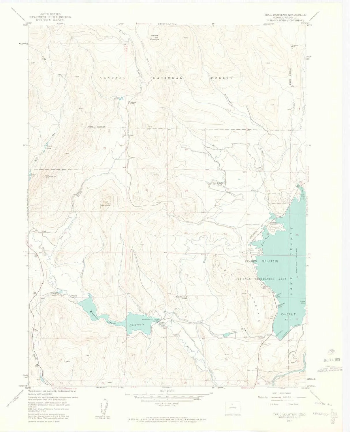 Trail Mountain CO topo map, 1:24000 Scale, 7.5 X 7.5 Minute, Historical, 1957, Updated 1963, 27.2 x 22.1 in