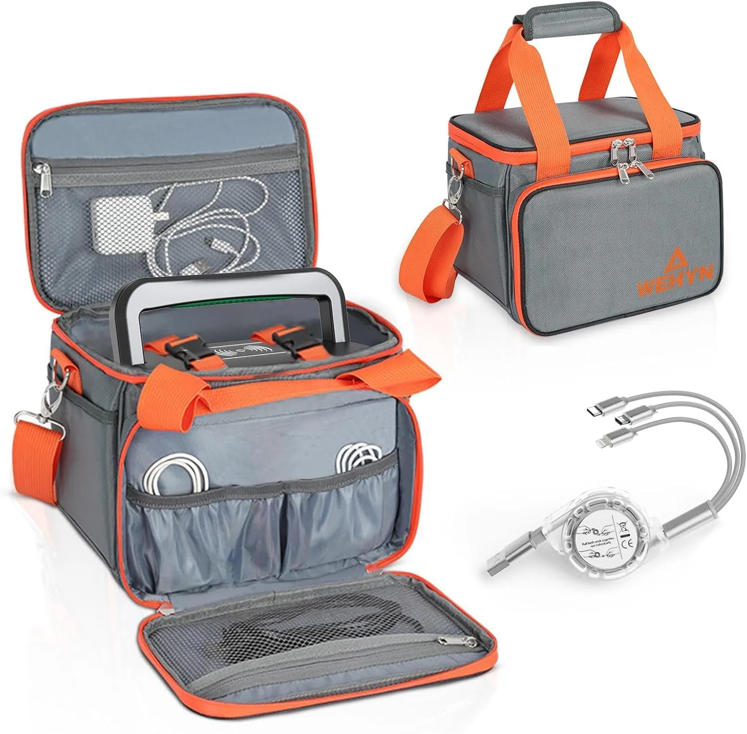 Travel & Business Carrying Case Bag Compatible with Explorer 160/240/300, with Waterproof Bottom and Front Pockets and 3 in 1 Retractable USB