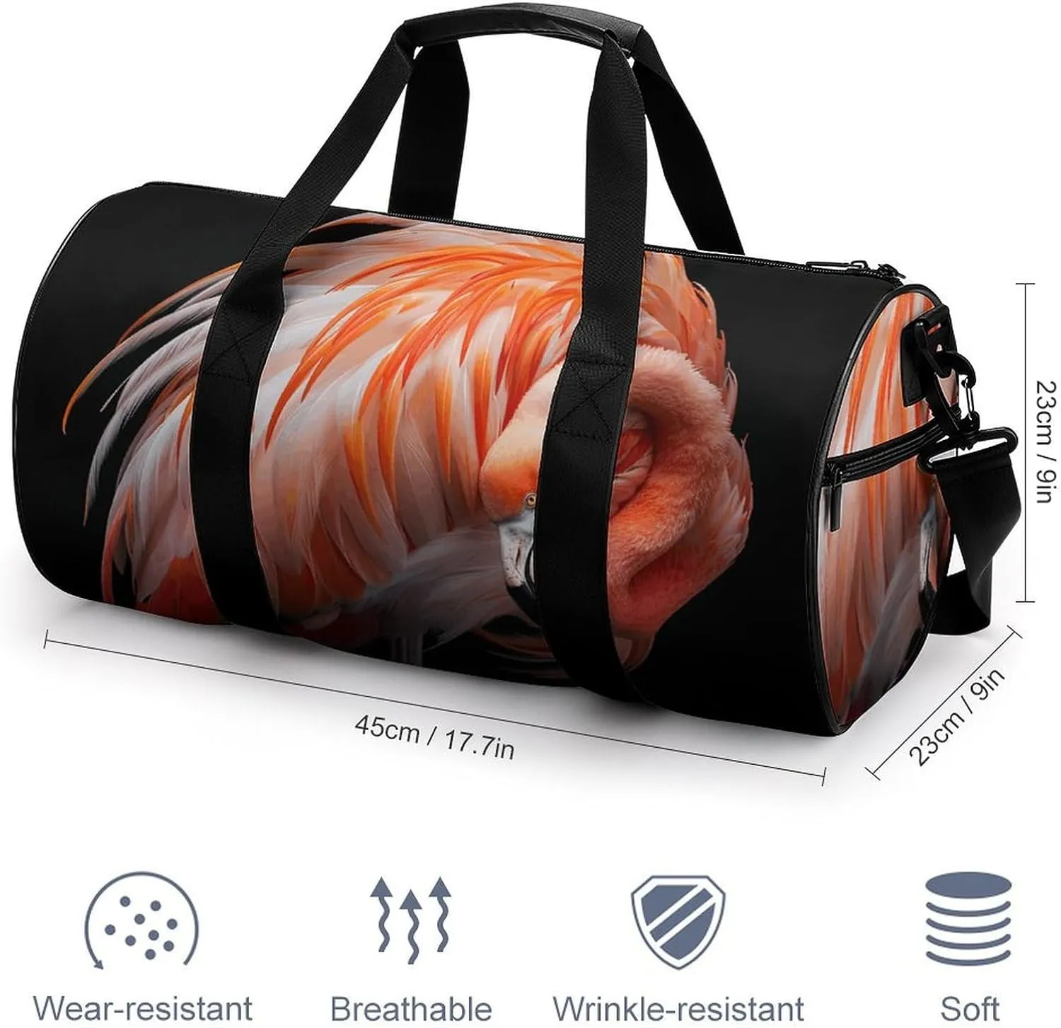 Travel Duffel Bag for Men And Women,Flamingo Lowers Its Head Waterproof Sports Fitness Bag Portable Travel Duffel Bag