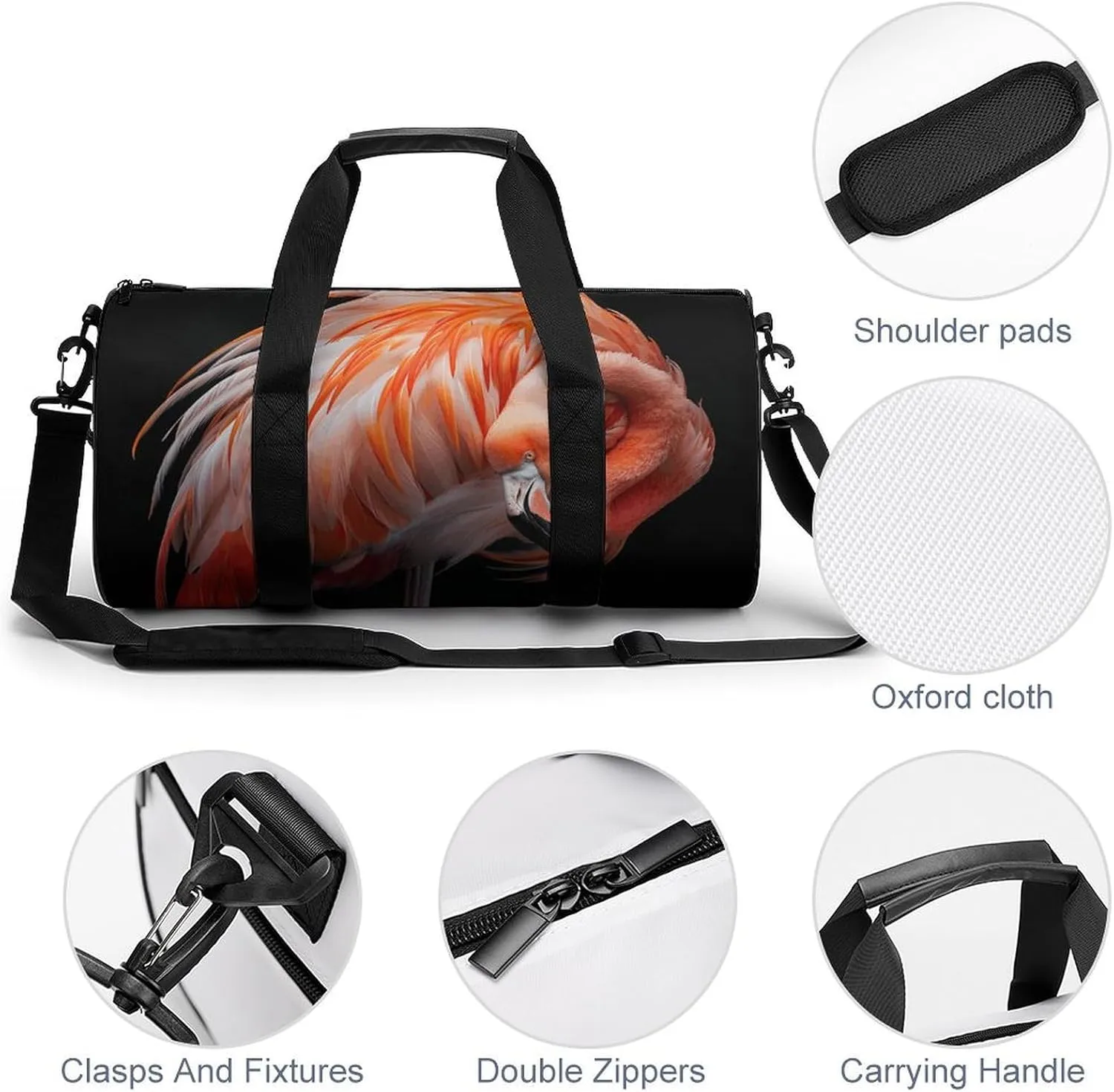 Travel Duffel Bag for Men And Women,Flamingo Lowers Its Head Waterproof Sports Fitness Bag Portable Travel Duffel Bag