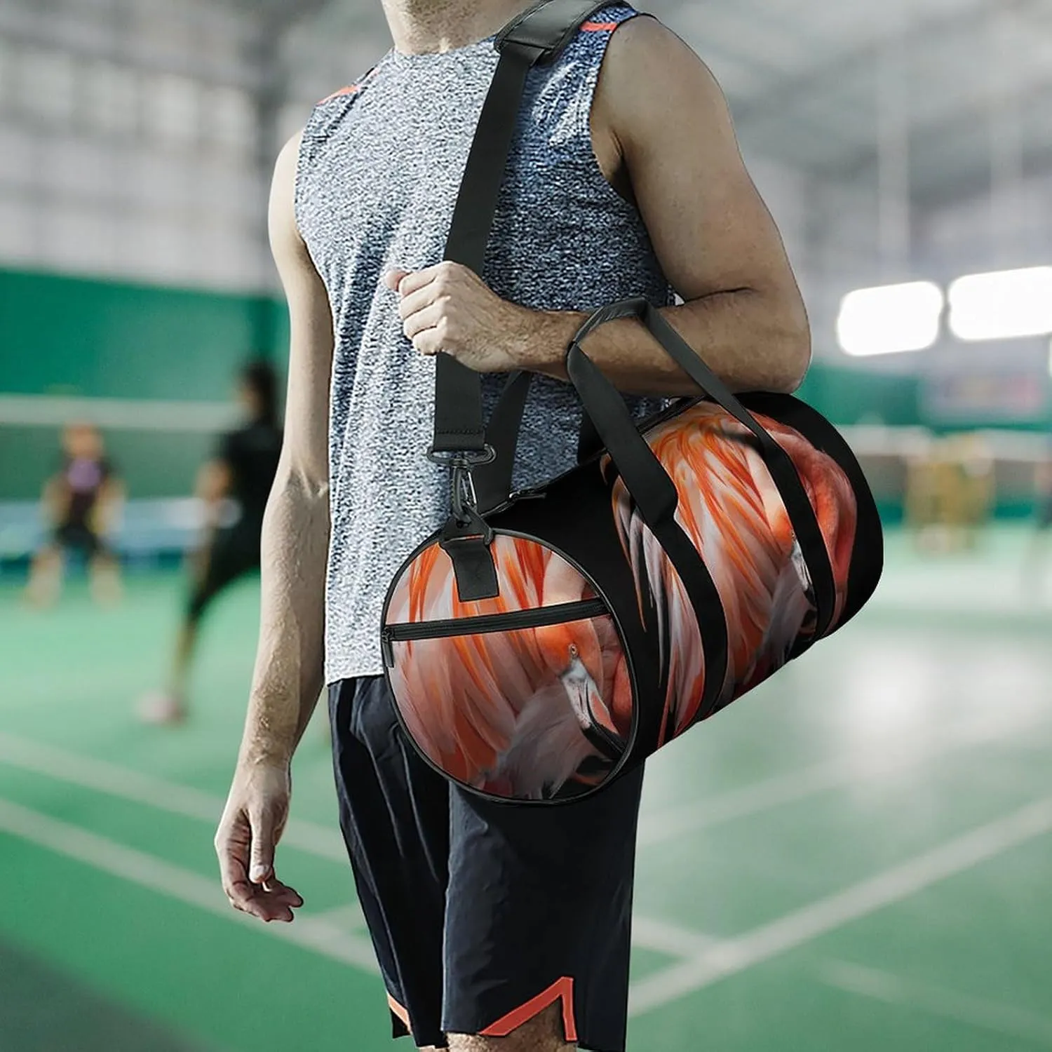 Travel Duffel Bag for Men And Women,Flamingo Lowers Its Head Waterproof Sports Fitness Bag Portable Travel Duffel Bag