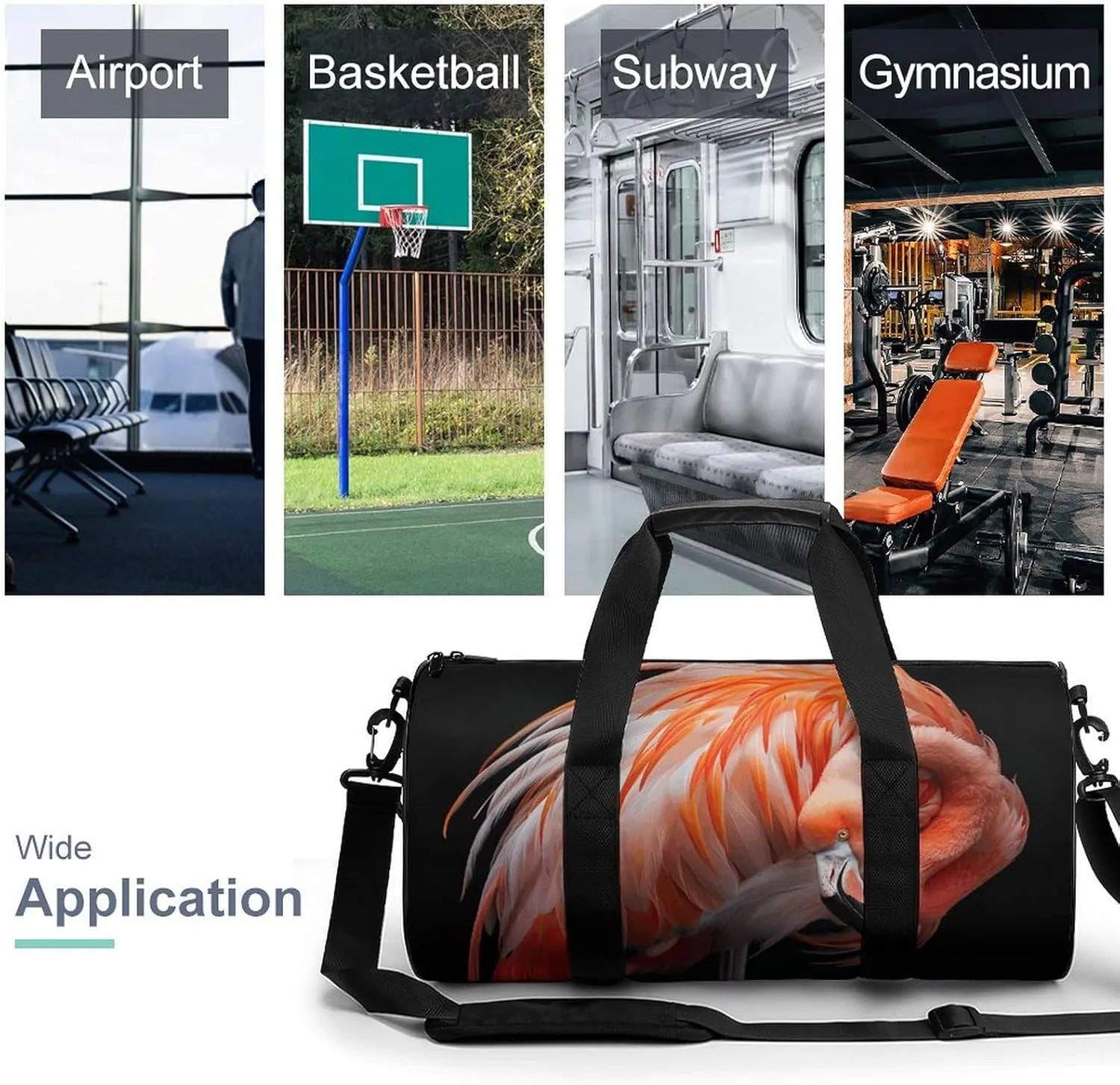 Travel Duffel Bag for Men And Women,Flamingo Lowers Its Head Waterproof Sports Fitness Bag Portable Travel Duffel Bag
