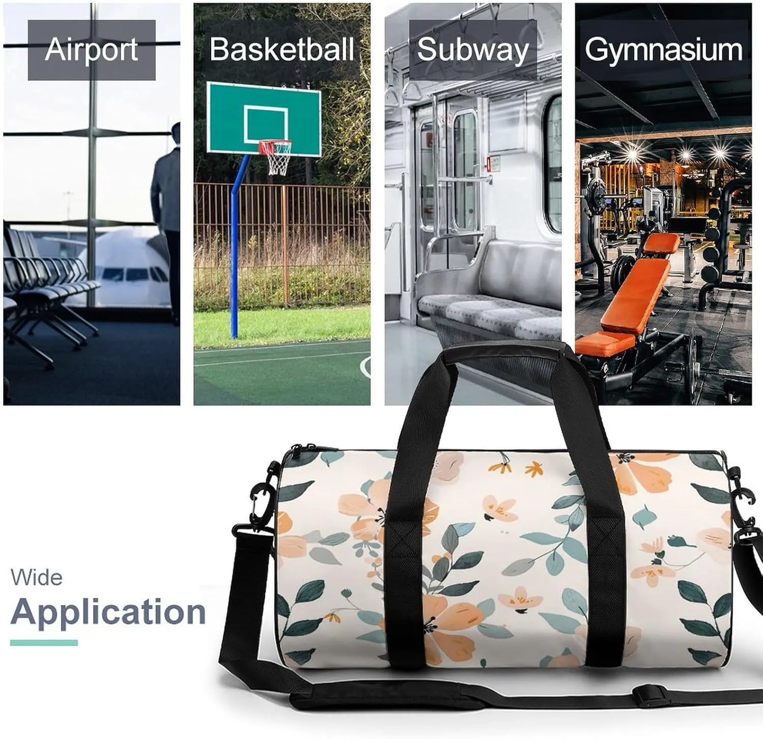 Travel Duffel Bag for Men And Women,Peach And Cyan Waterproof Sports Fitness Bag Portable Travel Duffel Bag