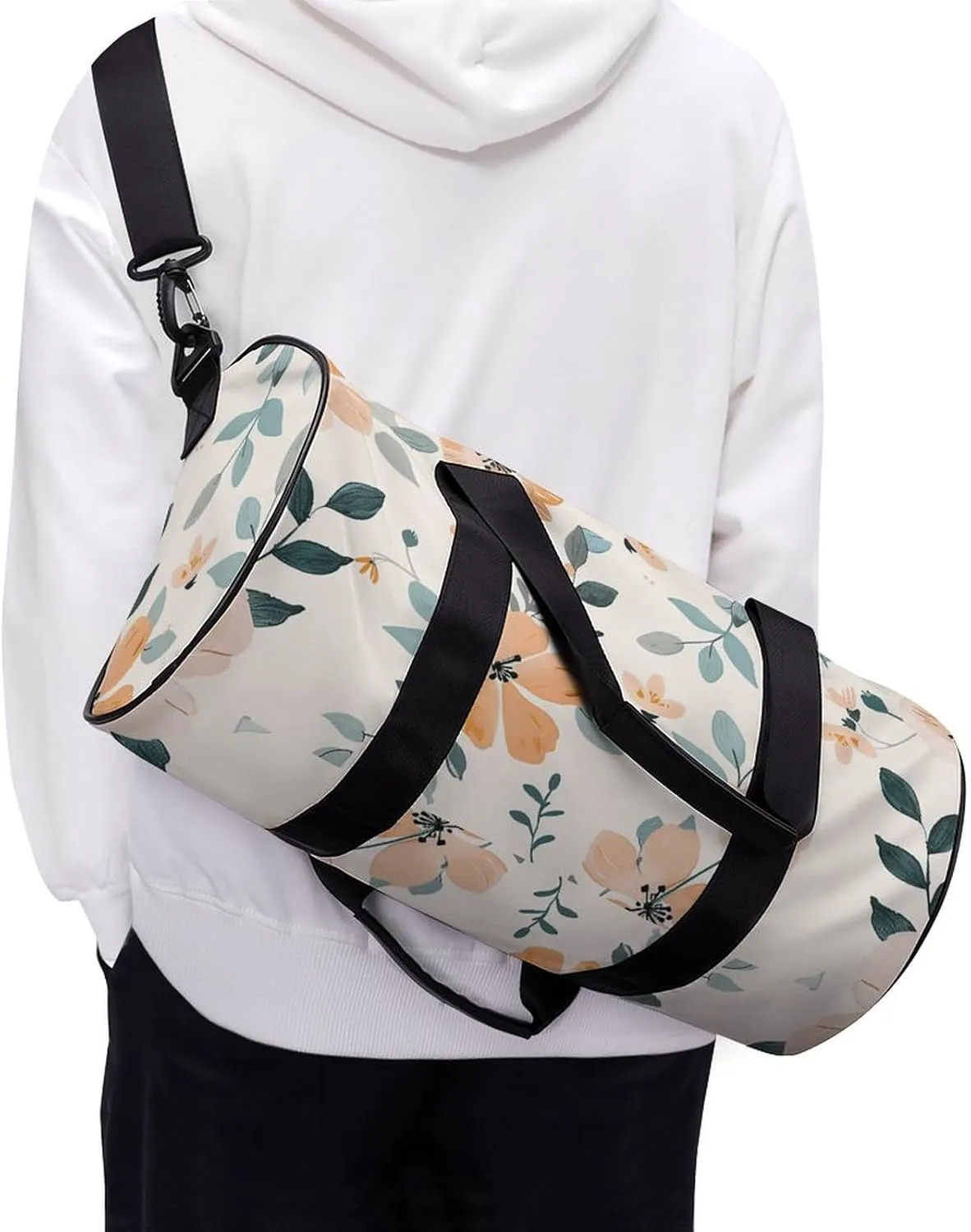 Travel Duffel Bag for Men And Women,Peach And Cyan Waterproof Sports Fitness Bag Portable Travel Duffel Bag