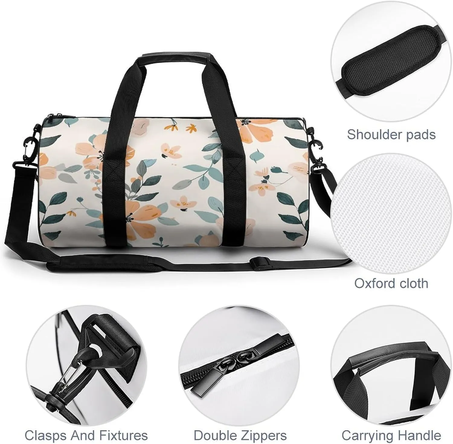 Travel Duffel Bag for Men And Women,Peach And Cyan Waterproof Sports Fitness Bag Portable Travel Duffel Bag