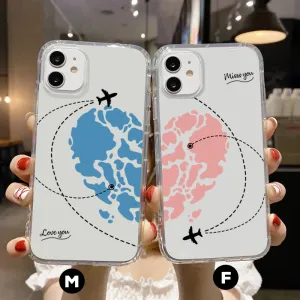 Travel Heart Map Couple Clear Silicon Case