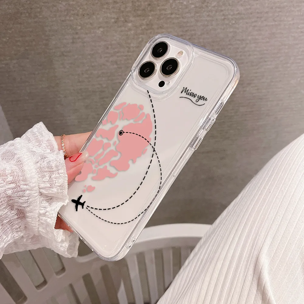 Travel Heart Map Couple Clear Silicon Case
