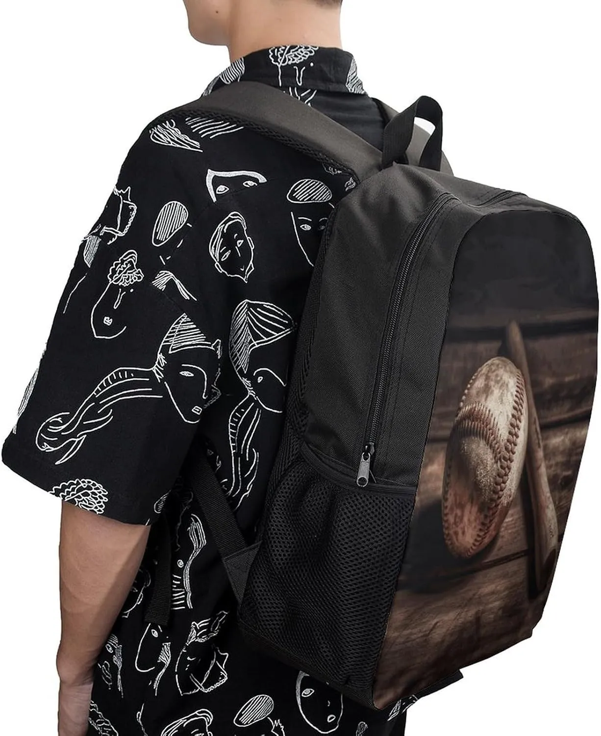Travel Laptop Backpack Slim Durable Lightweight Back Pack Cute Baseball on Wooden Small Backpack For Women Men