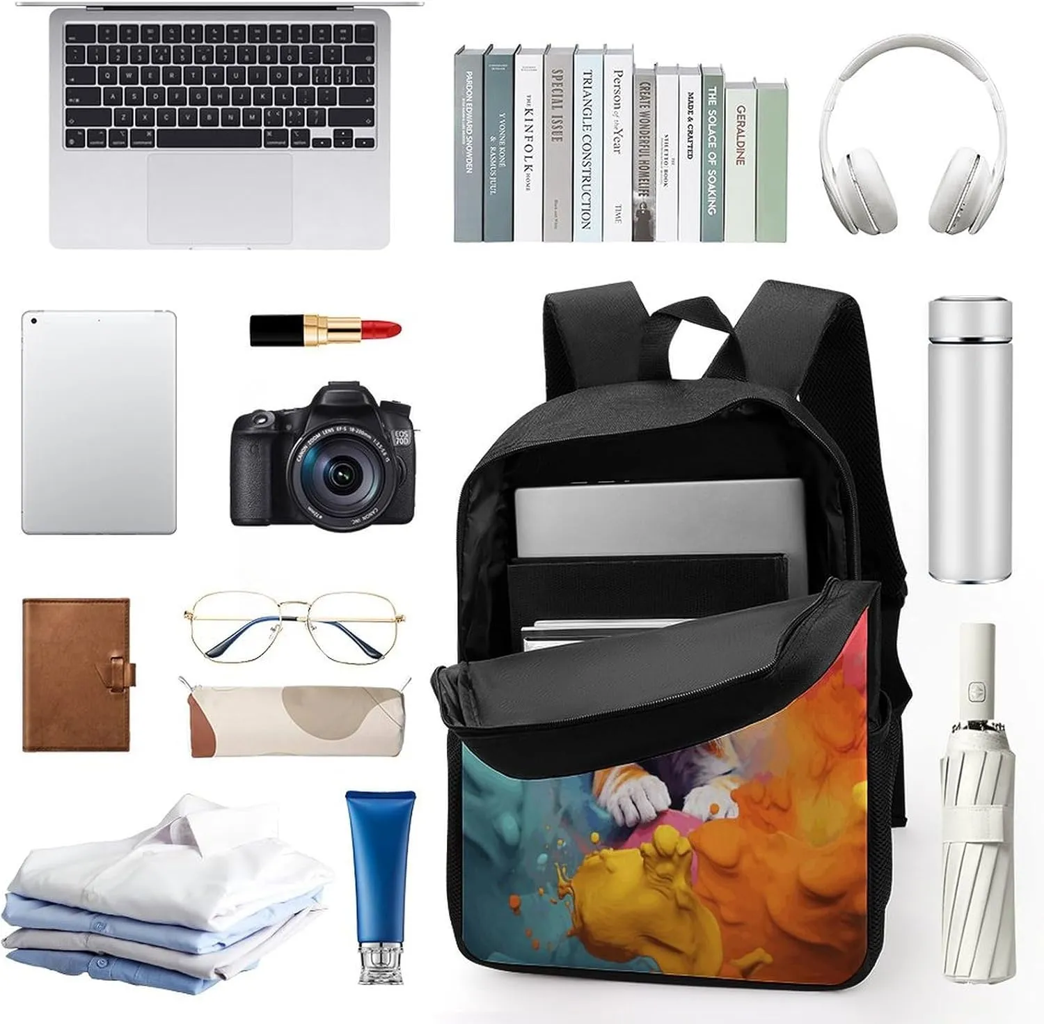 Travel Laptop Backpack Slim Durable Lightweight Back Pack Cute Color Animation Small Backpack For Women Men