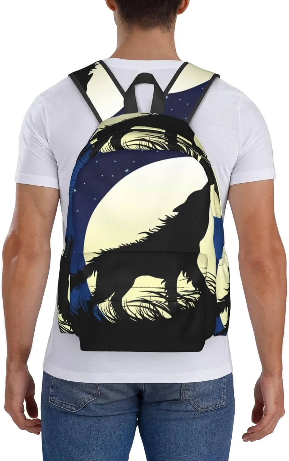 Travel Laptop Backpack Waterproof and Anti-Theft Backpack Rucksack with Laptop Compartment for Women Men College Picnic Daypack Compatible with Wolf Howling On The Full Moon
