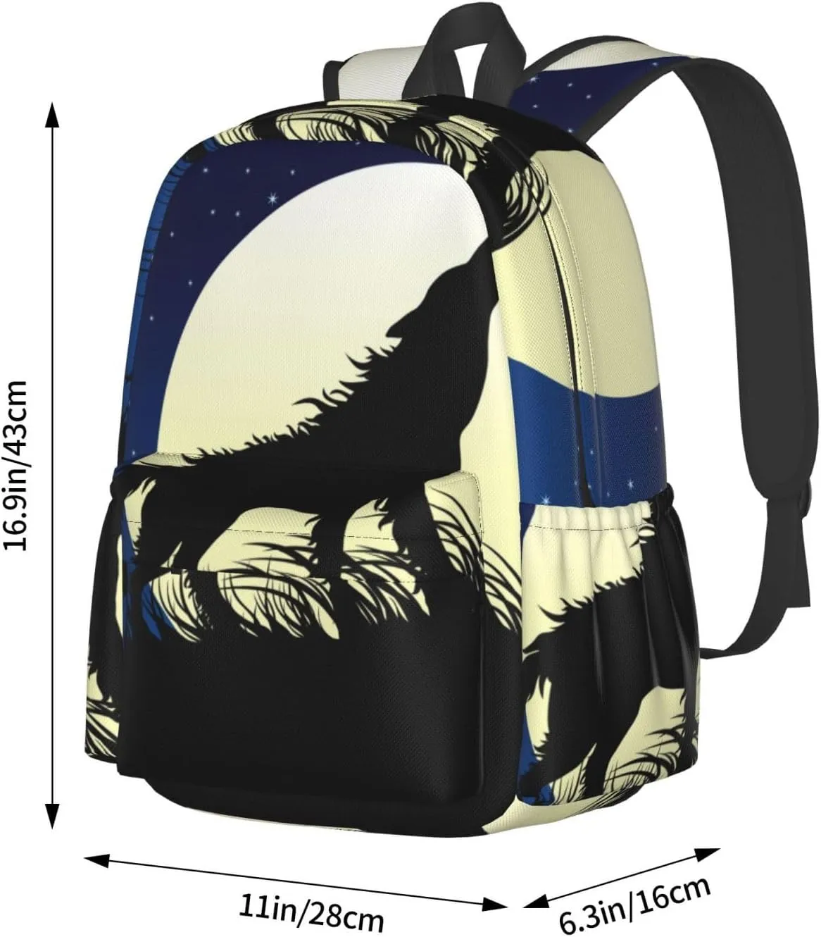 Travel Laptop Backpack Waterproof and Anti-Theft Backpack Rucksack with Laptop Compartment for Women Men College Picnic Daypack Compatible with Wolf Howling On The Full Moon