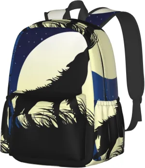 Travel Laptop Backpack Waterproof and Anti-Theft Backpack Rucksack with Laptop Compartment for Women Men College Picnic Daypack Compatible with Wolf Howling On The Full Moon