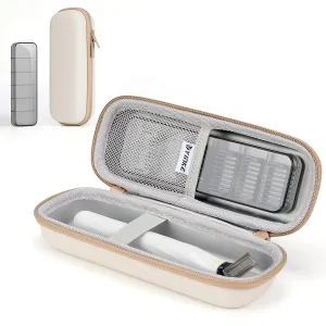 Travel Shaver Case with Attachments Storage Box for Hybrid Electric Trimmer, Waterproof Hard Carrying Case Portable Storage Bag for O Blade, Beige
