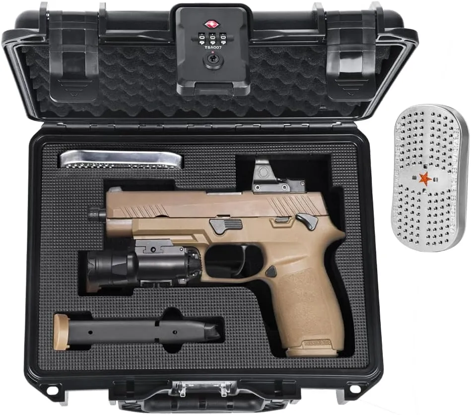 TSA Approved Gun Case for SIG SAUER P320 XFull/M18/P365/P322/P226/P229 – Hard Shell Pistol Case with Desiccant, Waterproof IP67 Gun Safe for Handguns, Pistol Cases for Travel & Storage