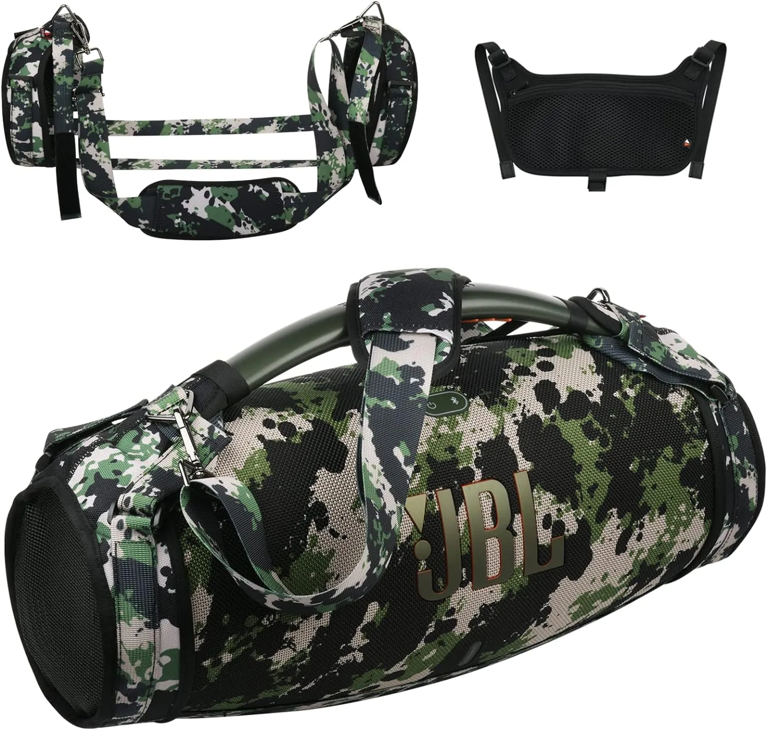 TXEsign Travel Carrying Strap for JBL Boombox 3/Boombox 3 Wi-Fi Waterproof Portable Speaker, Shoulder Strap with Two Side Covers Travel Carrying Pouch for JBL Boombox 3 (Camo)
