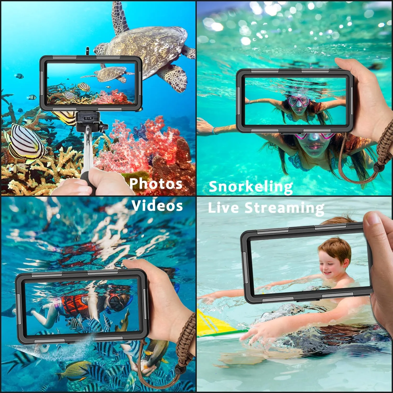 Underwater Diving Phone Case for Snorkeling,Professional 50FT/15M Waterproof for iPhone 16/15/14/13/Pro Max Samsung Galaxy S25/24/23/22/Ultra/Plus Universal Photo&Video Scuba Dive Housing Purple Black