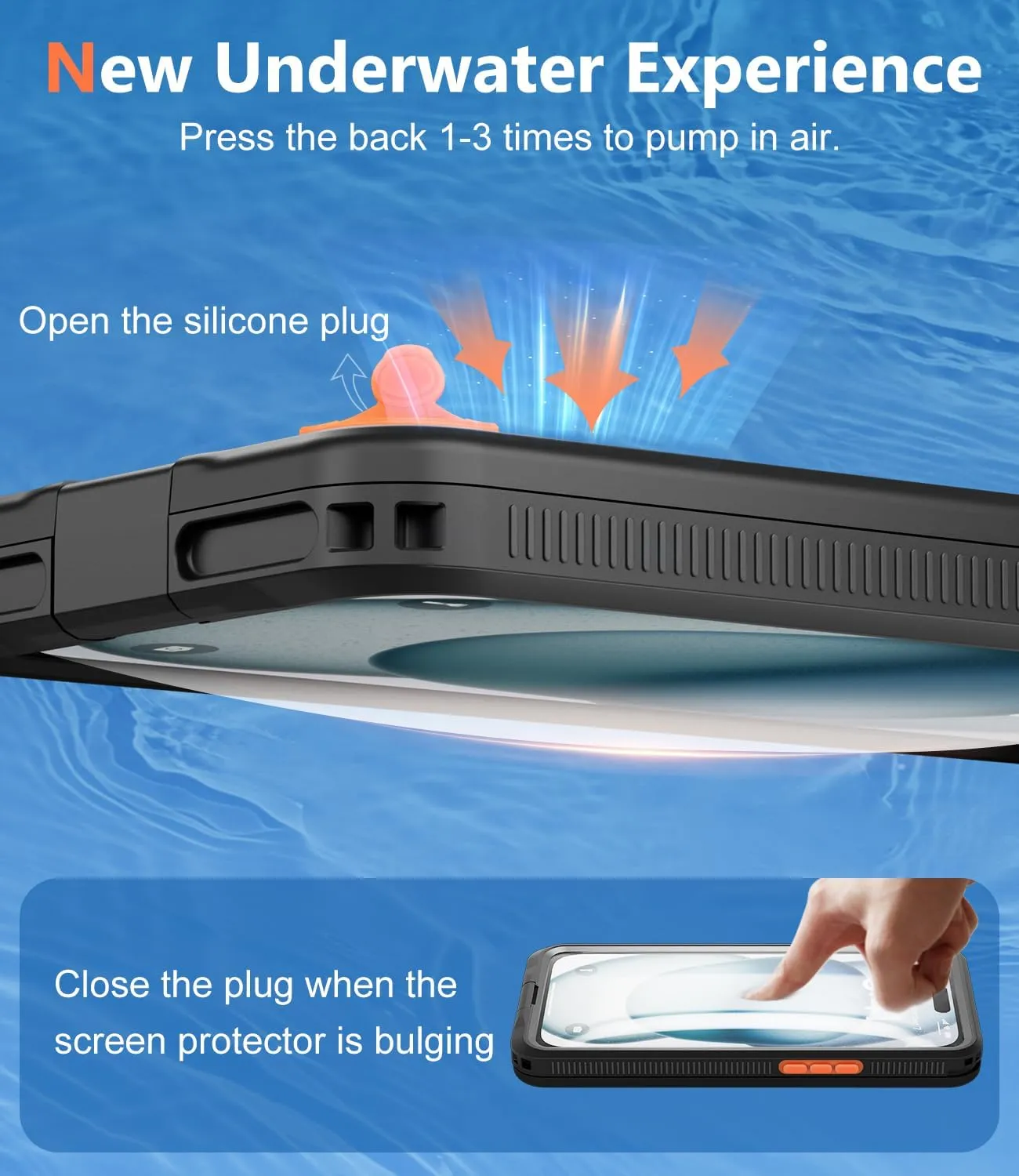 Underwater Phone Case for Snorkeling, [IP68 Waterproof] [Sensitive Inflated Touchscreen] [Precise Buttons], Only for 6.1" iPhone 16, 15/15 Pro, 14/14 Pro, 13/13 Pro, 12/12 Pro - Black