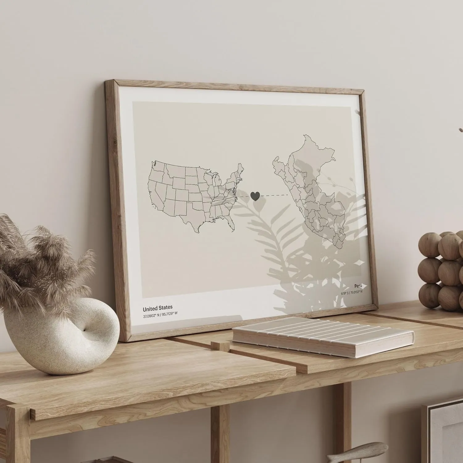 United States to Peru Print, Peruvian Gift, Minimalistic Country Connection Map Poster, USA Wall Art, New Home Map