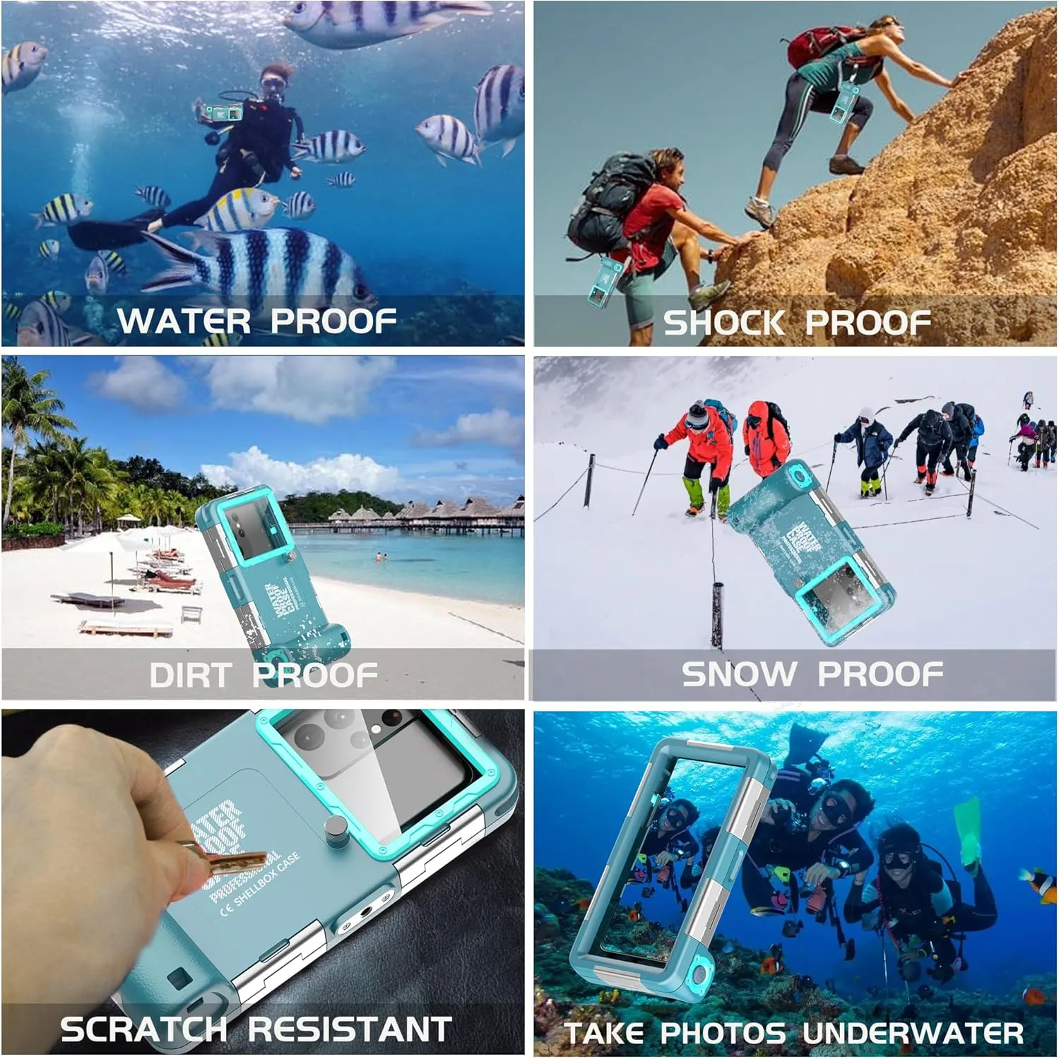 Universal Underwater Phone Protective Case [50ft/15m] for Snorkeling Diving Swimming Surfing Outdoor Sports Photo Video Housing Compatible with Phone in Size 4.7 to 6.9 inch