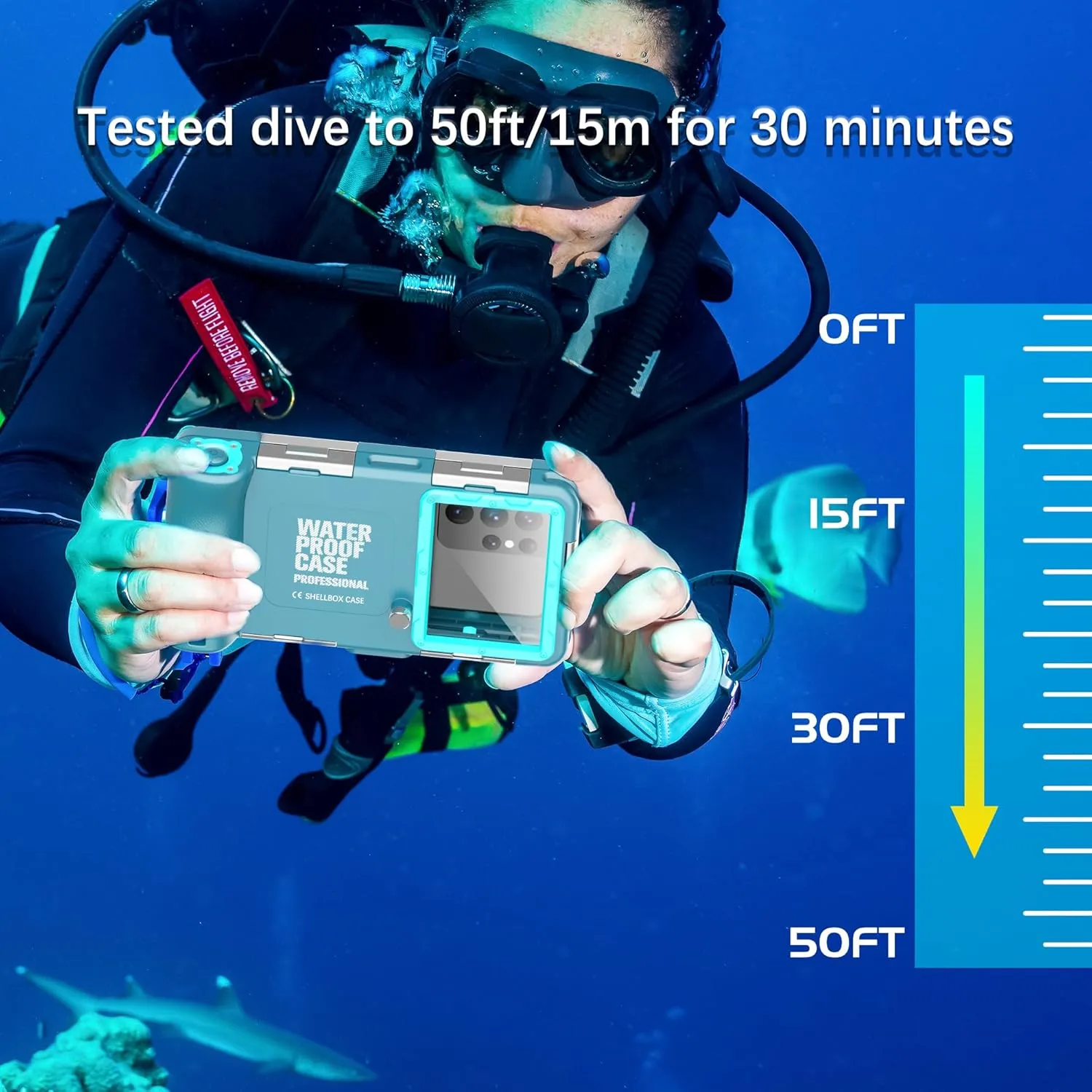 Universal Underwater Phone Protective Case [50ft/15m] for Snorkeling Diving Swimming Surfing Outdoor Sports Photo Video Housing Compatible with Phone in Size 4.7 to 6.9 inch