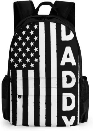 U.S. Daddy Flag Casual Backpack Lightweight Shoulders Bag Laptop Daypacks with Side Pocket for Workplace Travel